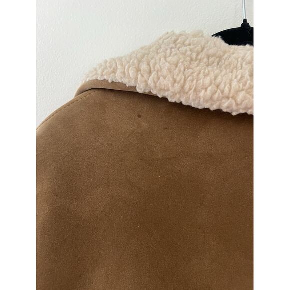 VTG 1970s Fingerhut Fashions Faux Suede Shearling Coat Jacket Sz M Brown Sherpa - Picture 5 of 11